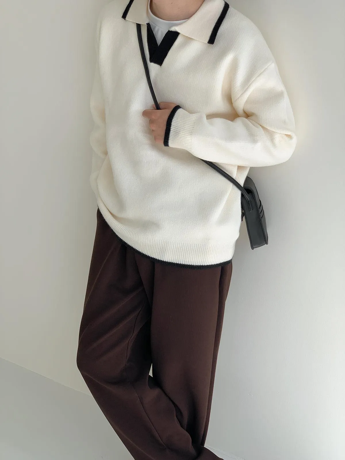 Zhou Comfy Contrast Hem Knitted Sweater