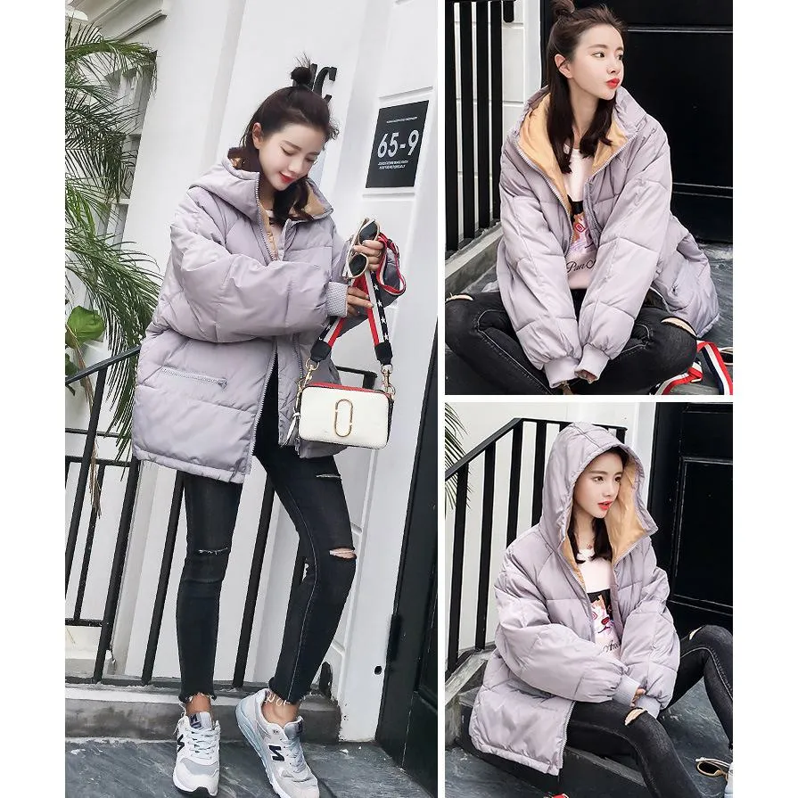 Zipper-Pocket Hooded Cropped Puffer Jacket