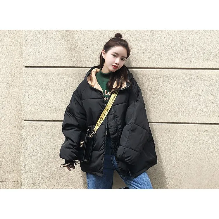 Zipper-Pocket Hooded Cropped Puffer Jacket